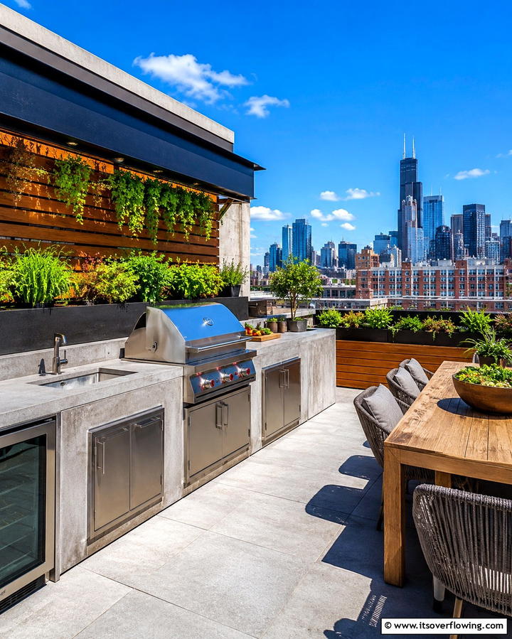 Outdoor Rooftop Kitchens - 25 Rooftop Garden Ideas for Urban Green Spaces