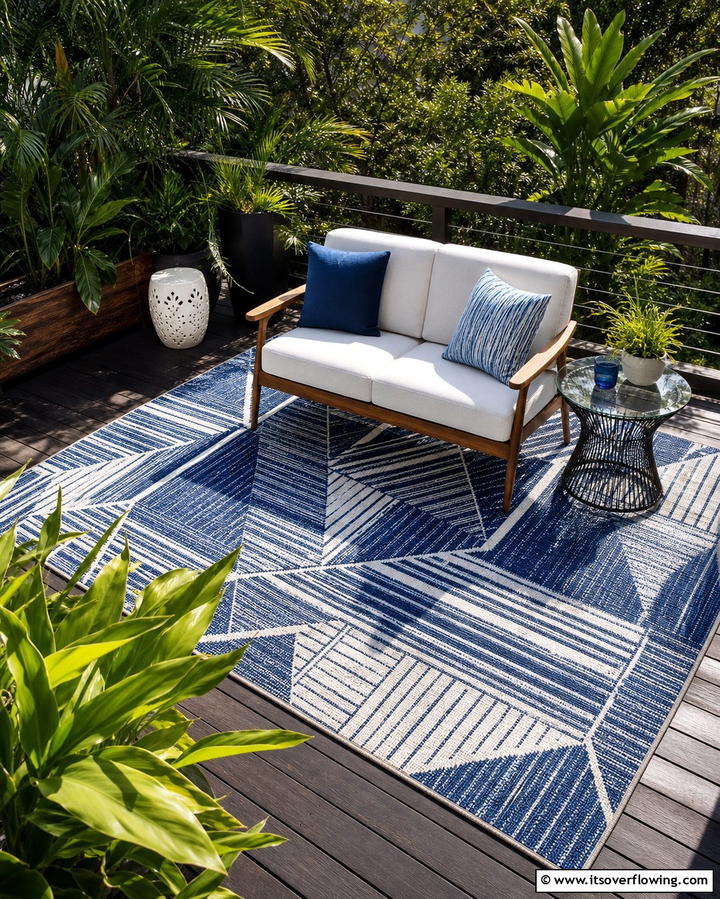 Outdoor Rug Accents - 25 Small Deck Ideas to Maximize Your Outdoor Living Space