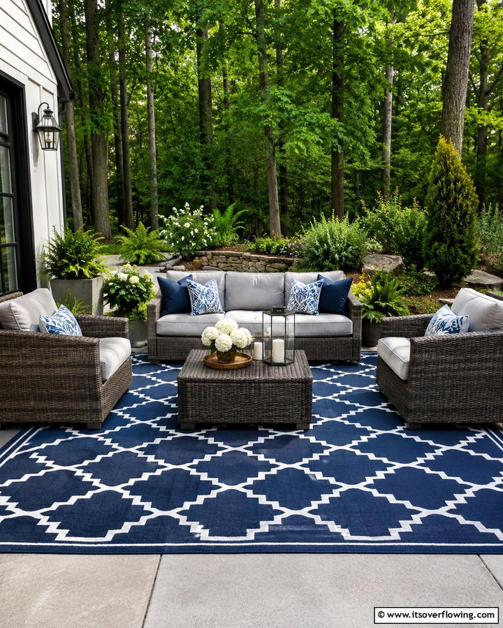 Outdoor Rug to Define the Space - 25 Townhouse Patio Ideas for Small Outdoor Spaces