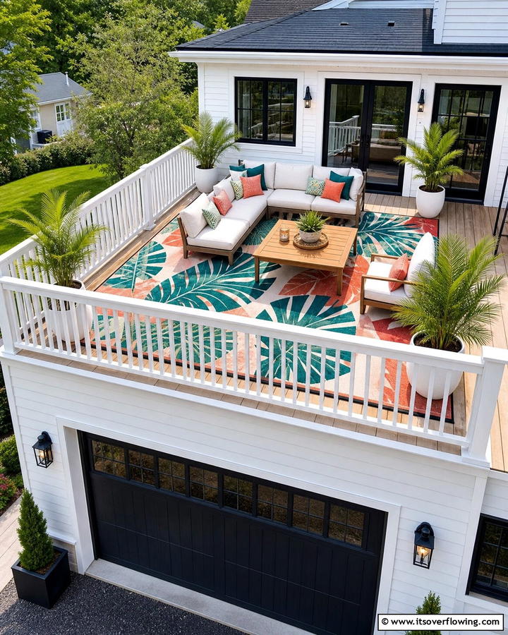 Outdoor Rug - 20 Balcony Over Garage Ideas for Extra Space