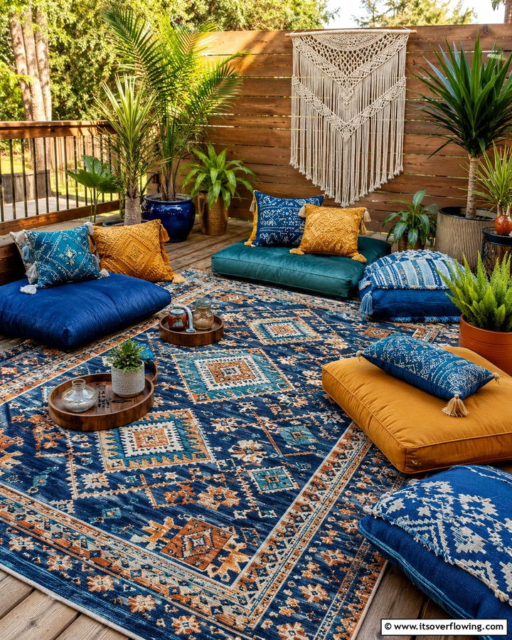 Outdoor Rugs and Floor Cushions - 25 Deck Furniture Ideas for Comfortable Outdoor Living