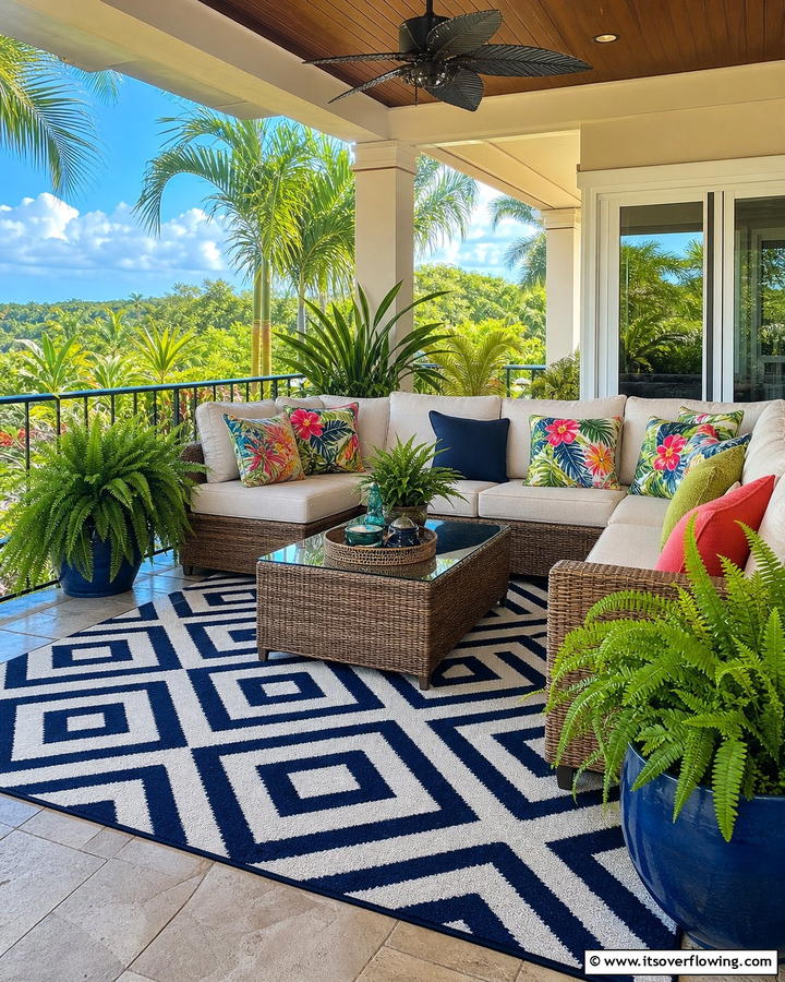 Outdoor Rugs for Comfort - 20 Lanai Porch Ideas- Tropical Outdoor Living