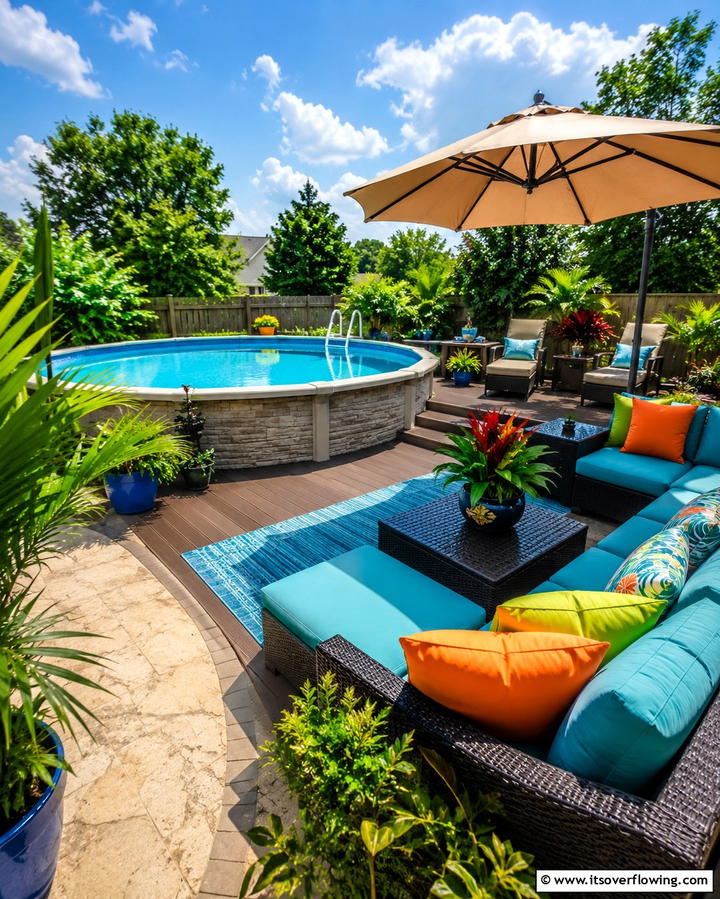 Outdoor Seating Area - 25 Above Ground Pool Landscaping Ideas for a Stunning Yard