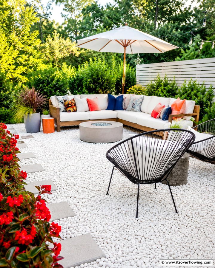 Outdoor Seating Areas - 25 White Rock Landscaping Ideas for a Clean Look