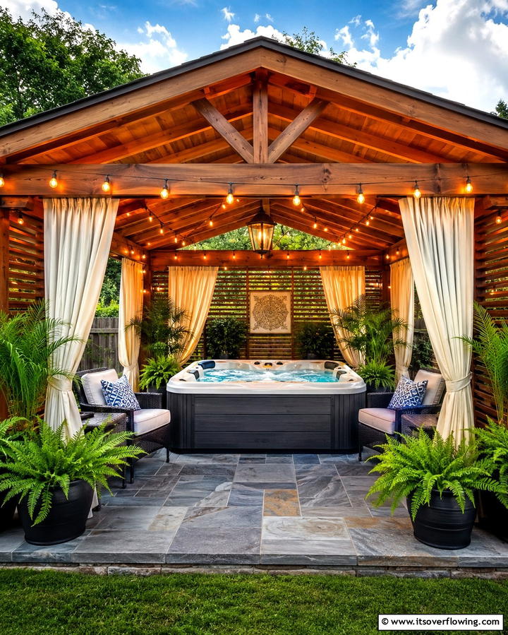 Outdoor Shelters for Complete Coverage - 25 Backyard Hot Tub Privacy Ideas for Relaxing Spaces
