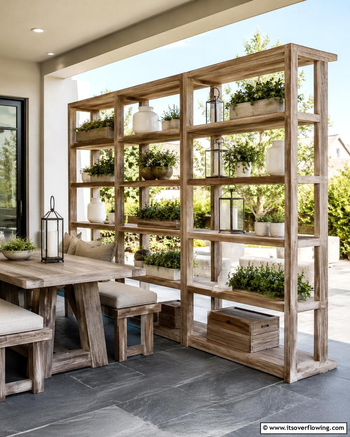 Outdoor Shelving Units - 25 Privacy Patio Ideas for a Secluded Outdoor Oasis