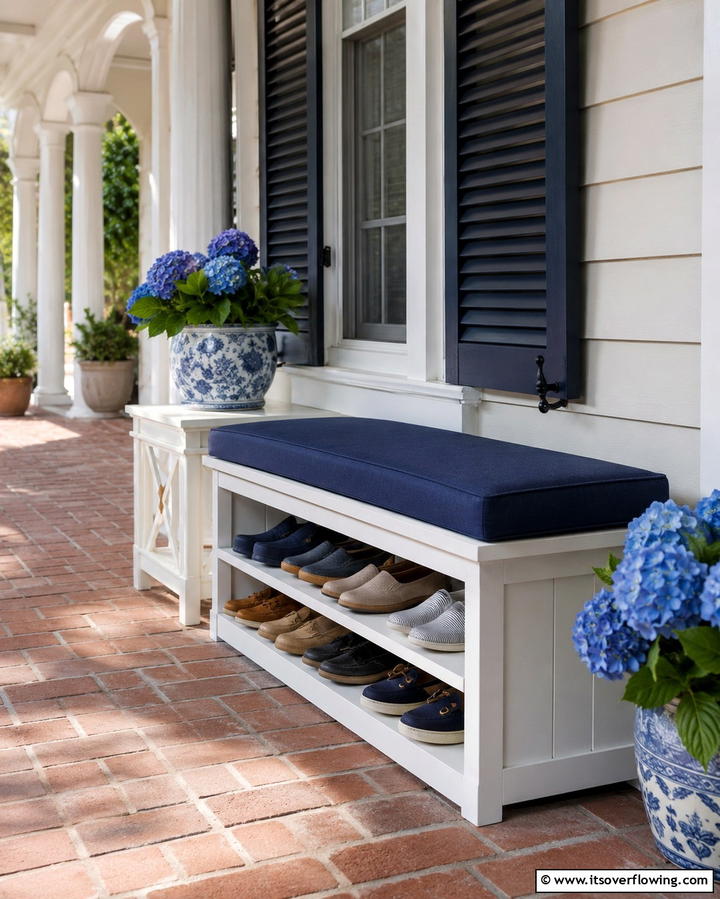 Outdoor Shoe Storage Bench with Cushioned Top - 25 Outdoor Shoe Storage Ideas for Organized Spaces