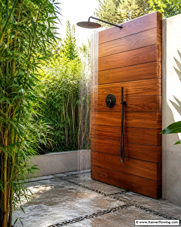 Outdoor Shower - 25 Pool Patio Ideas for a Relaxing Outdoor Space