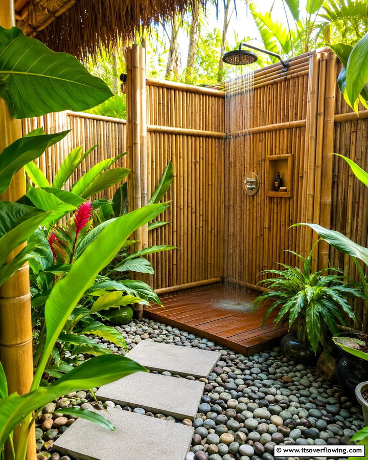 Outdoor Shower Oasis - 25 Pool Patio Ideas for a Relaxing Outdoor Space
