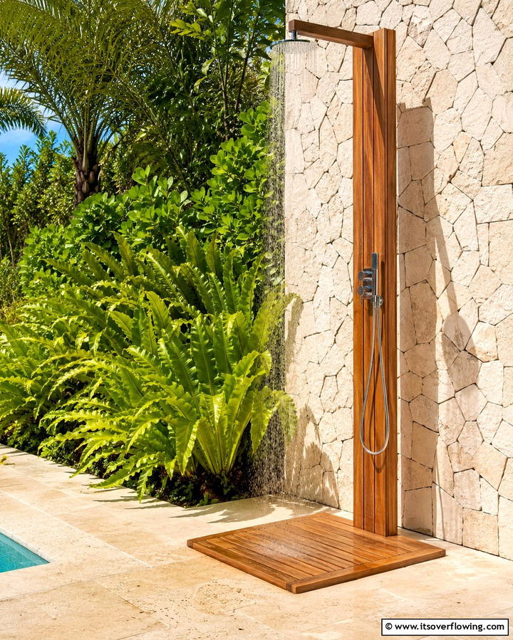 Outdoor Shower for Poolside Rinsing - 25 Pool Decor Ideas to Transform Your Outdoor Space