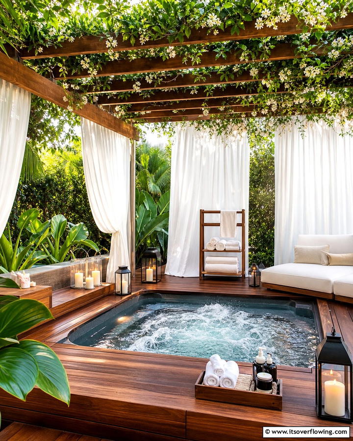 Outdoor Spa Retreat - 25 Backyard Entertainment Ideas for Fun Gatherings