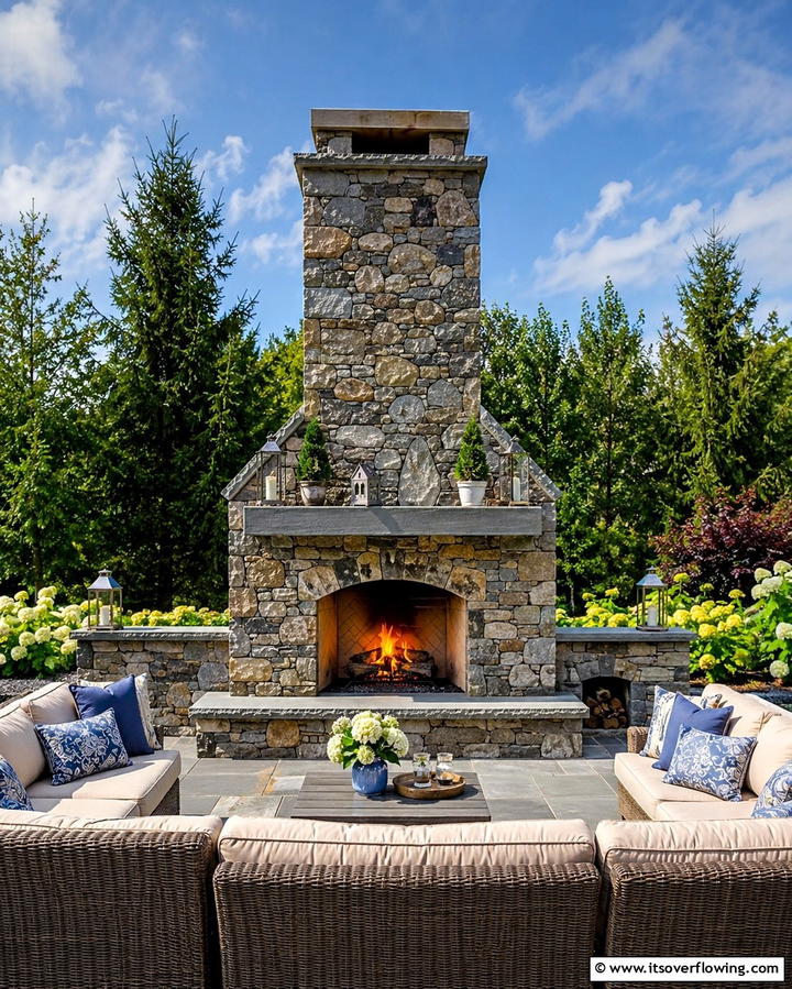 Outdoor Stone Fireplace - 25 Rustic Fireplaces to Warm Up Your Living Space
