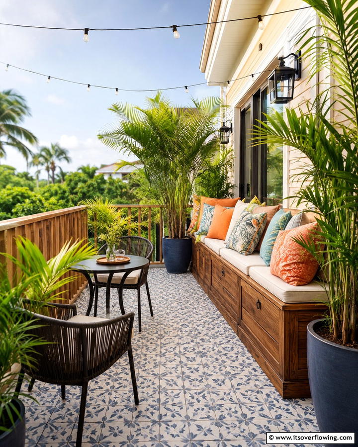 Outdoor Storage Benches - 25 Balcony Deck Ideas- Transform Your Outdoor Space