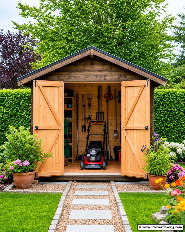 Outdoor Storage Sheds - 20 Smart Lawn Mower Storage Ideas for Your Garden