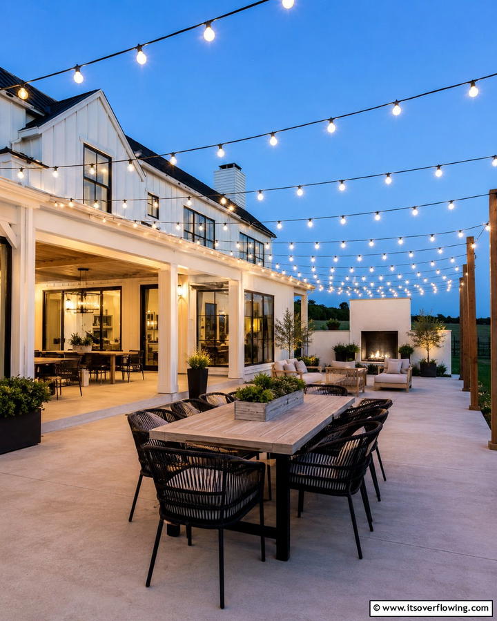 Outdoor String Lights - 30 Farmhouse Patio Ideas for Rustic Outdoor Relaxation