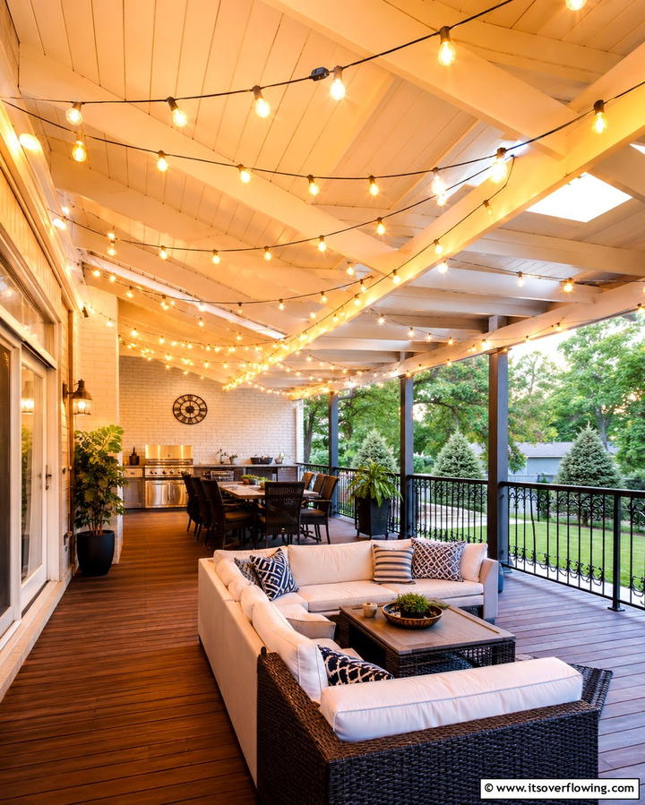 Outdoor String Lights - 25 Farmhouse Porch Ideas for a Cozy Outdoor Retreat
