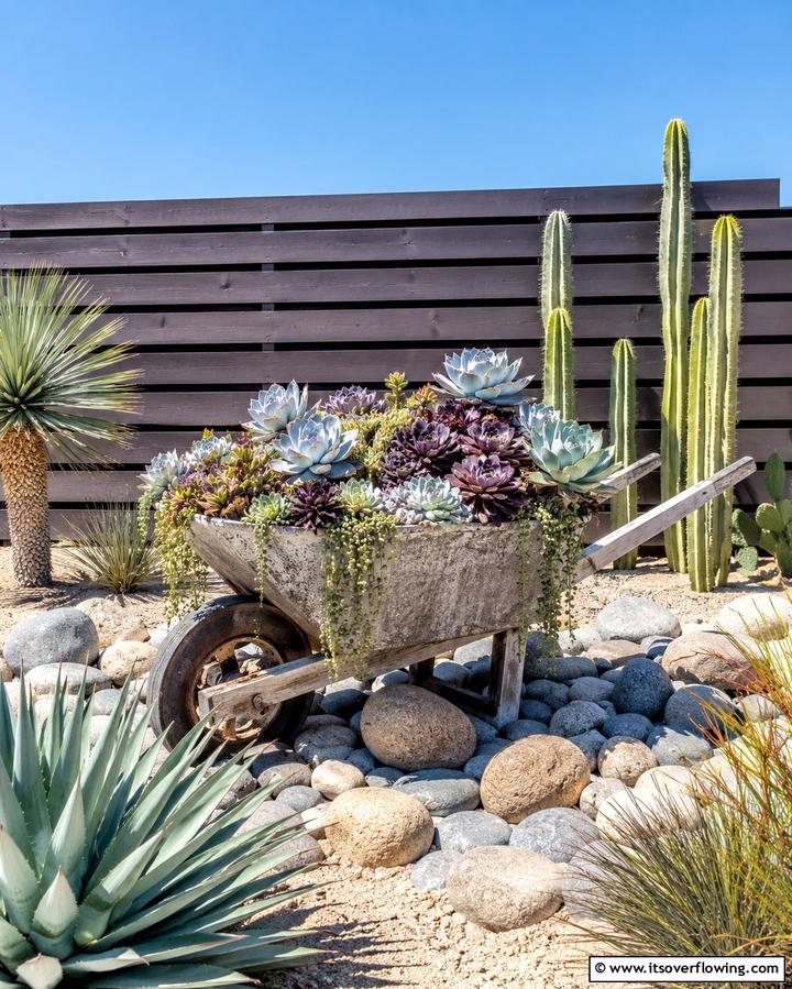 Outdoor Succulent Display - 25 Old Wheelbarrow Ideas for Unique and Creative Garden Decor