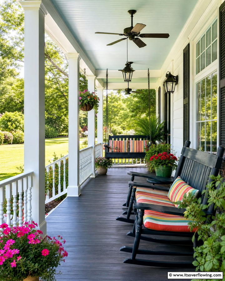 Outdoor Swing and Rocking Benches - 30 Southern Front Porch Ideas for Welcoming Outdoor Spaces