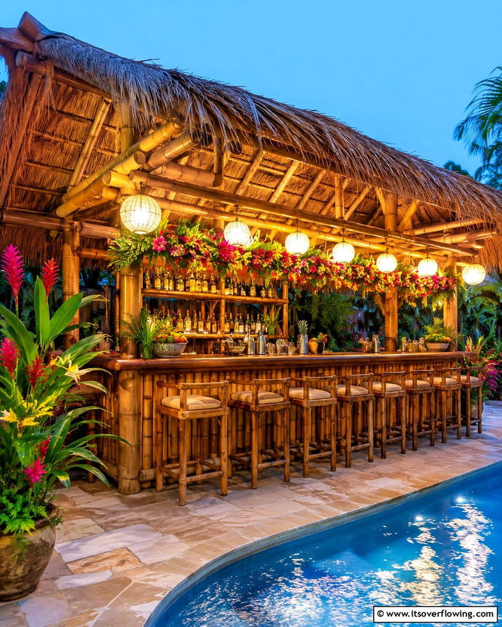 Outdoor Tiki Bar - 25 Tropical Landscape Ideas for Your Outdoor Paradise