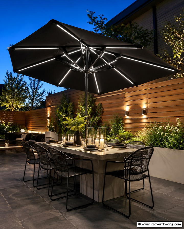 Outdoor Umbrella with LED Lights - 30 Creative Shade Ideas for Stylish Outdoor Comfort