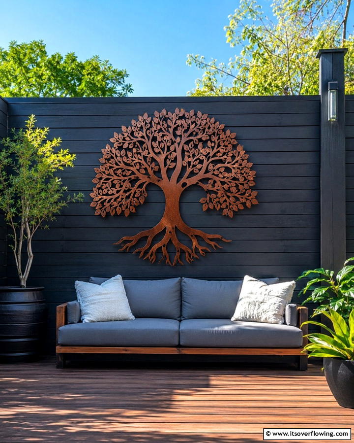 Outdoor Wall Art - 25 Small Backyard Patio Ideas for a Relaxing Outdoor Oasis
