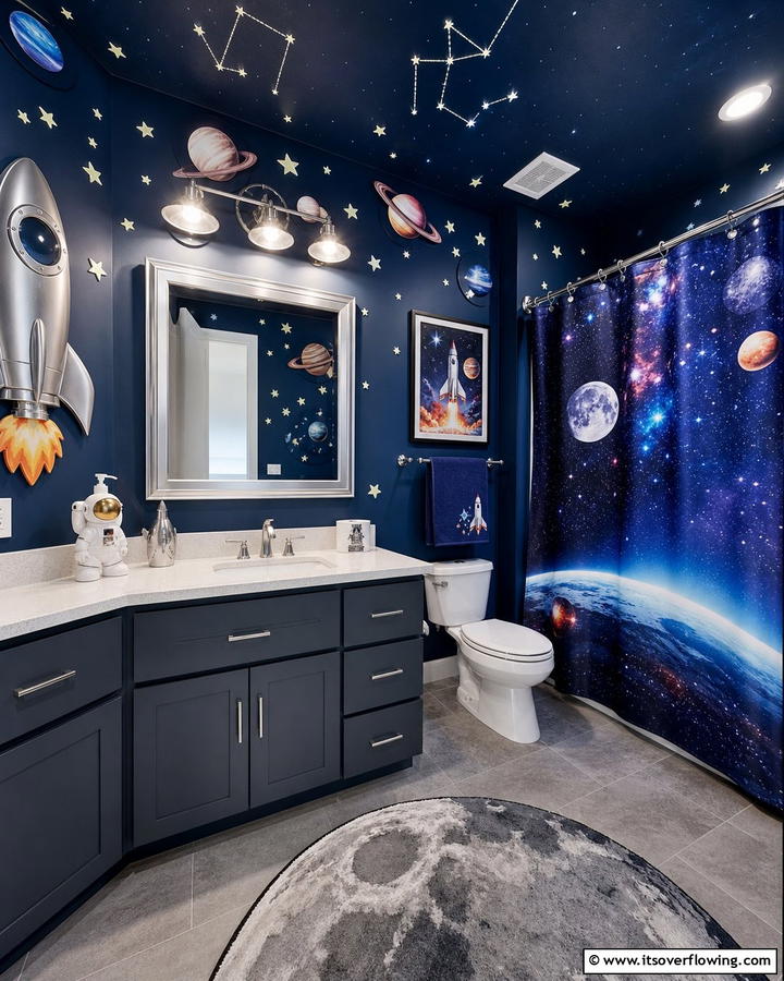 Outer Space Adventure - 25 Boy Bathroom Ideas for a Fun and Functional Space