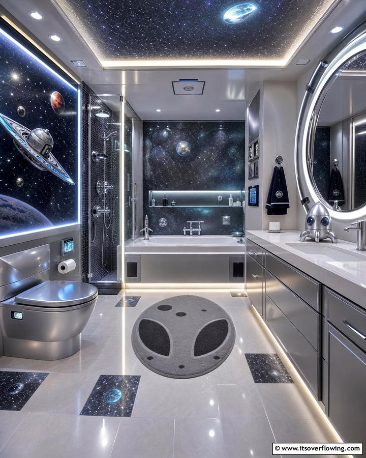 Outer Space Futuristic Bathroom - 25 Boy Bathroom Ideas for a Fun and Functional Space