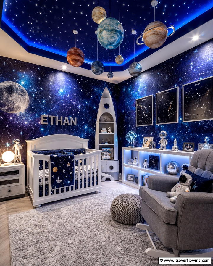 Outer Space Galaxy - 25 Baby Boy Nursery Ideas for a Cozy and Fun Space
