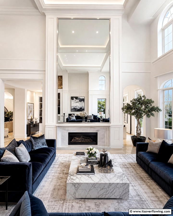 Oval Mirror - 25 Mirror Over Fireplace Ideas to Elevate Your Space