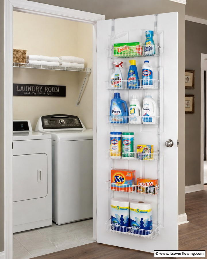 Over Door Hanging Laundry Shelves - 30 Laundry Room Shelf Ideas- Maximize Storage & Efficiency