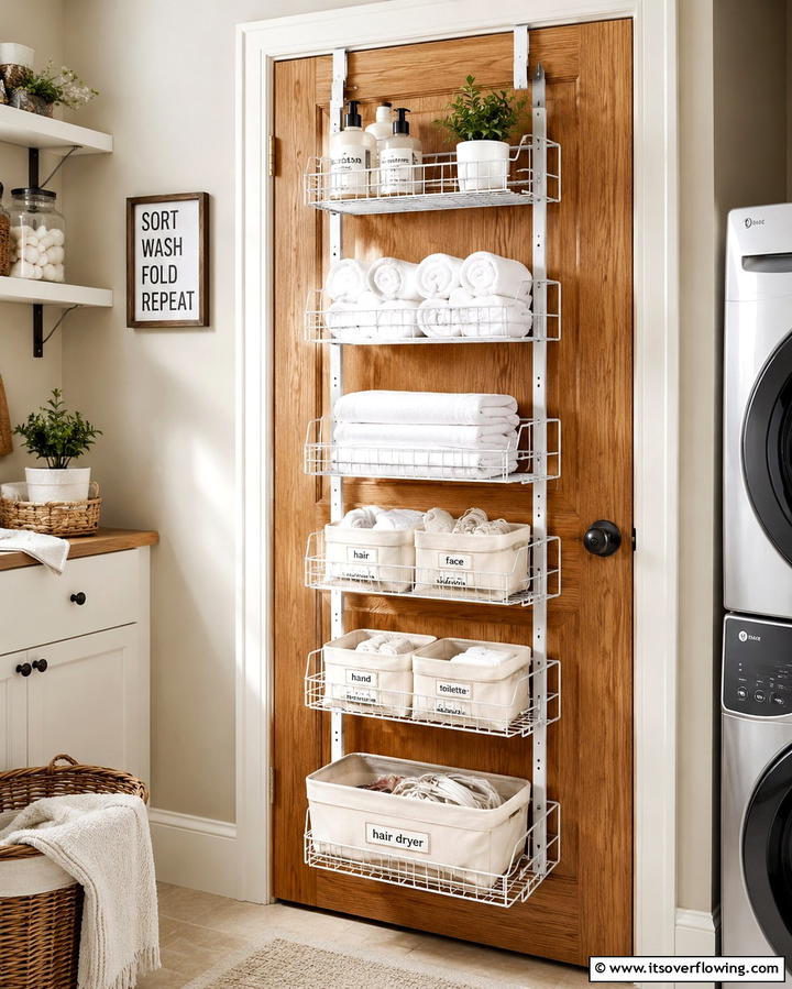 Over Door Storage Racks - 25 Small Utility Room Ideas for Efficient Homes