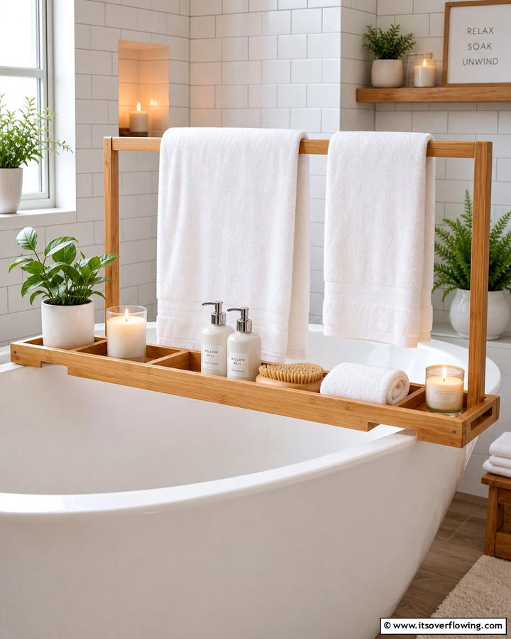 Over the Bathtub Towel Rack - 25 Creative Bathroom Towel Rack Ideas for Your Space