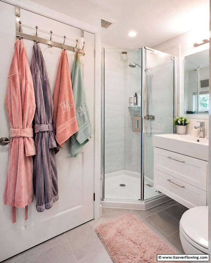 Over the Door Hooks for Space Saving - 25 Teen Bathroom Ideas for a Stylish and Functional Space