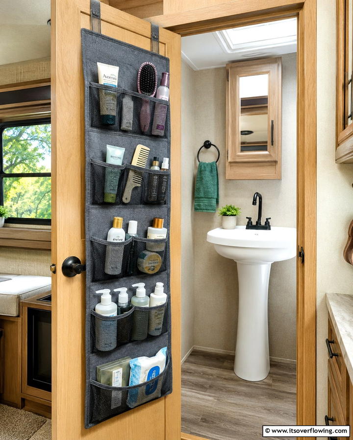 Over the Door Organizers - 25 Small RV Bathroom Ideas for Compact Spaces