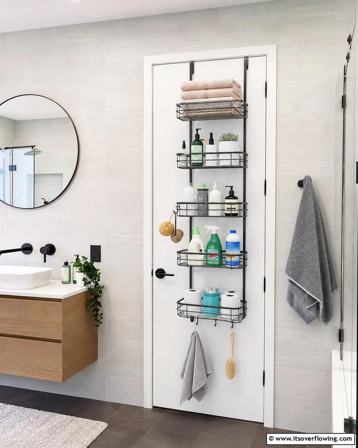Over the Door Racks for Quick Access - 21 Small Bathroom Storage Solutions for Clutter-Free Spaces
