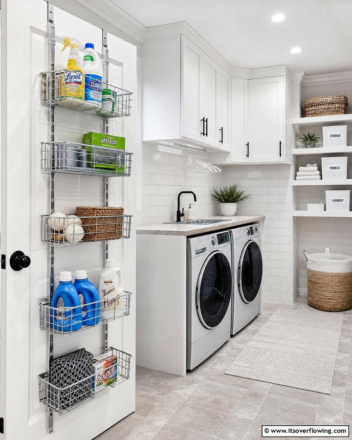 Over the Door Racks - 21 Laundry Room Storage Ideas for Clutter-Free Efficiency