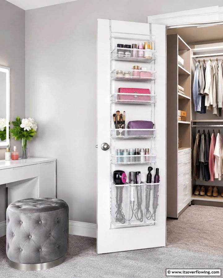 Over the Door Storage Rack - 25 Stunning Makeup Room Ideas for Every Style