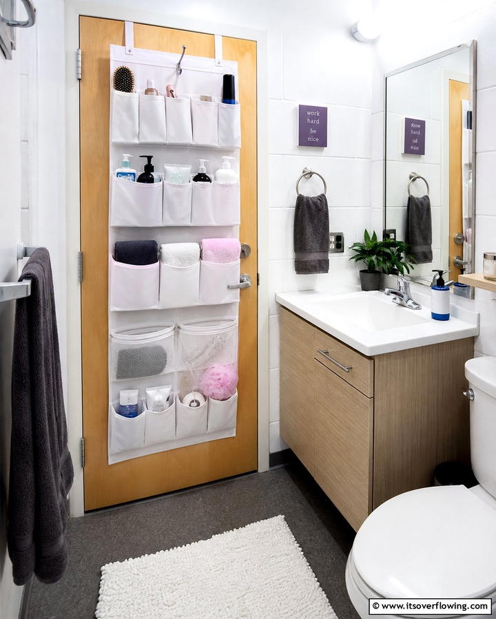 Over the Door Storage Solutions - 25 Dorm Bathroom Ideas to Maximize Space and Style
