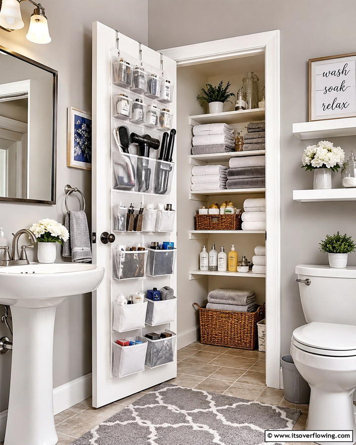 Over the Door Storage Solutions - 25 Bathroom Closet Ideas to Maximize Storage and Style