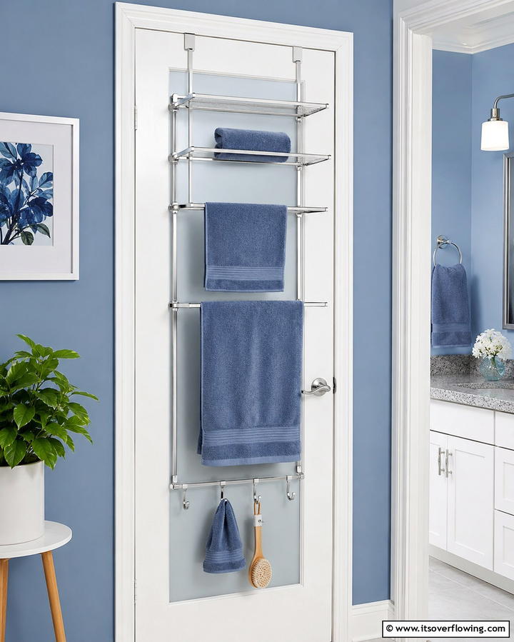 Over the Door Towel RackOne - 25 Towel Display Ideas to Organize Your Bathroom
