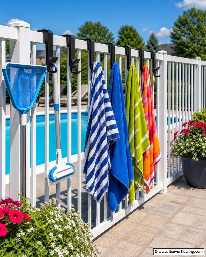 Over the Fence Storage Hooks - 20 Pool Storage Ideas to Keep Your Backyard Tidy