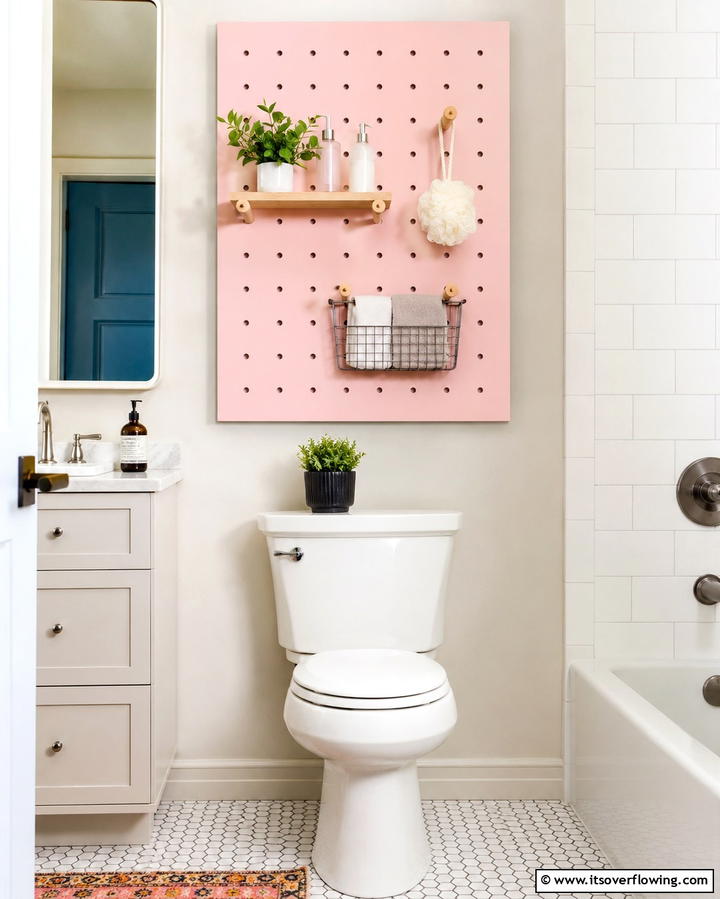 Over the Toilet Pegboard Organizer - 25 Over Toilet Storage Ideas for Small Bathrooms