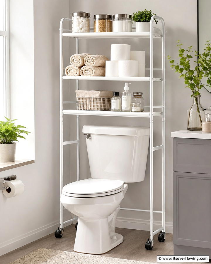 Over the Toilet Rolling Cart - 25 Over Toilet Storage Ideas for Small Bathrooms