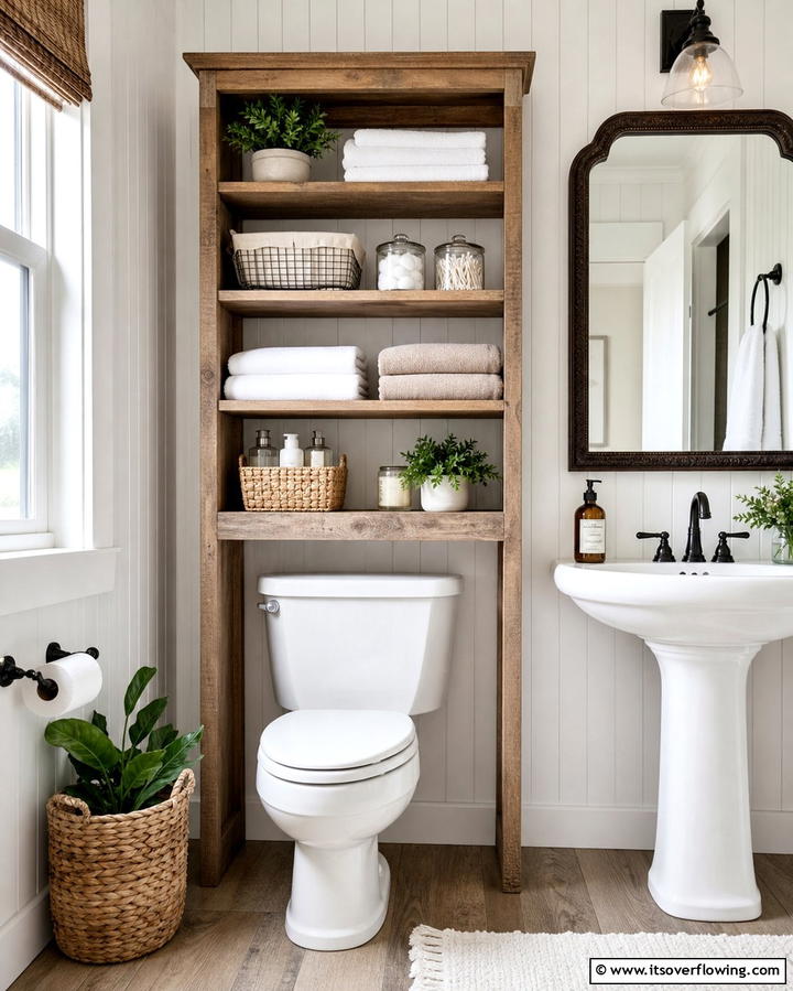 Over the Toilet Shelving Units for Added Storage - 25 Bathroom Counter Organization Ideas for a Clutter-Free Space