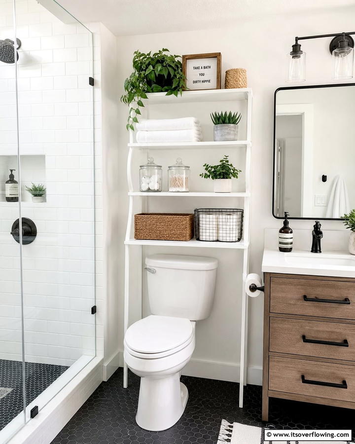 Over the Toilet Shelving - 20 Bathroom Wall Storage Ideas for Organization