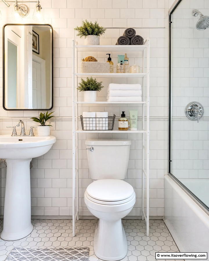 Over the Toilet Storage Racks for Efficiency - 21 Small Bathroom Storage Solutions for Clutter-Free Spaces