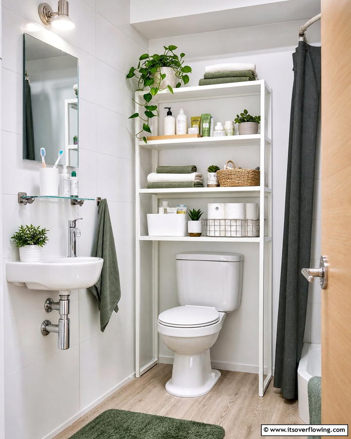 Over the Toilet Storage Units - 25 Dorm Bathroom Ideas to Maximize Space and Style