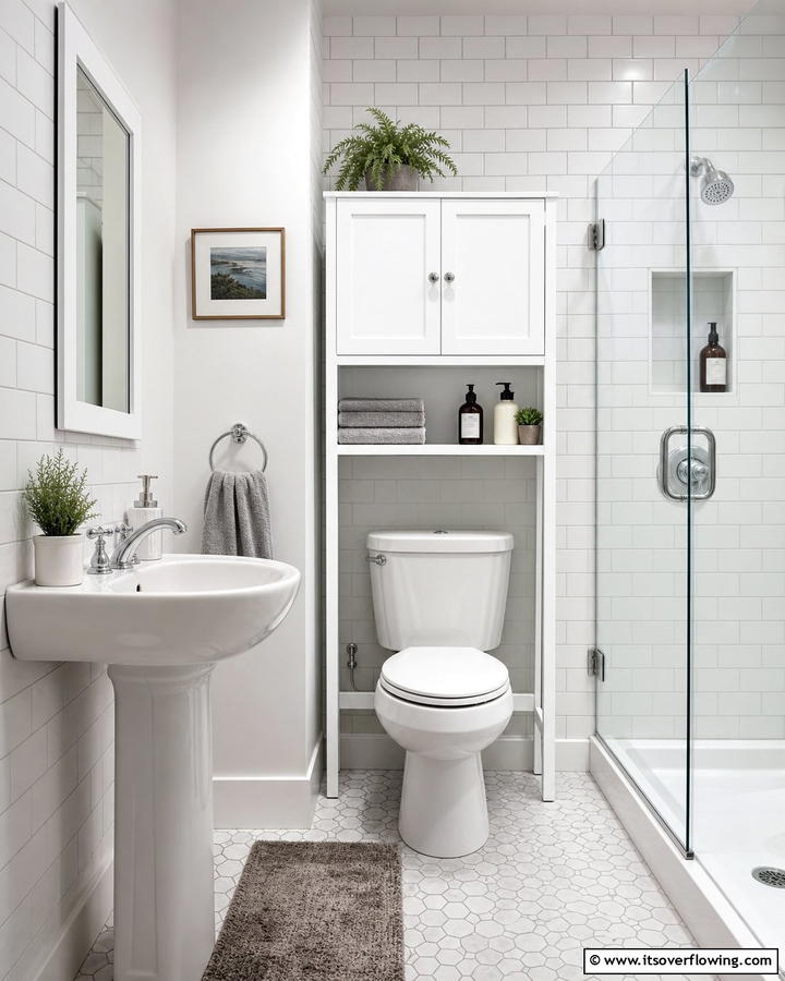 Over the Toilet Storage Units - 20 Pedestal Sink Storage Ideas for Organized Bathrooms