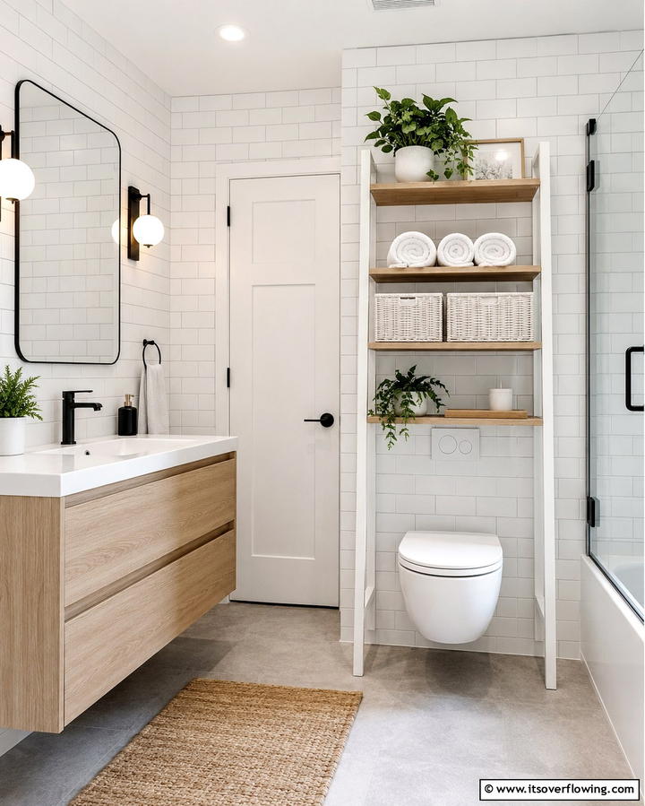 Over the Toilet Storage - 30 Small Bathroom Shelving Ideas for Smart Storage
