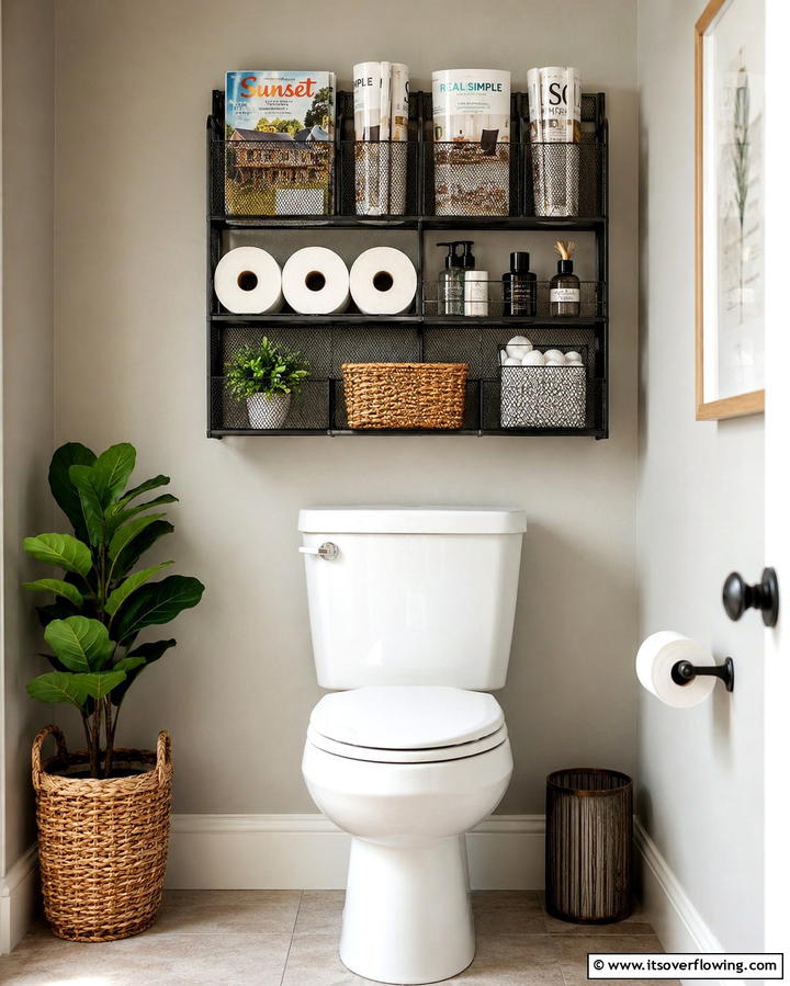 Over the Toilet Wall Mounted Desk Organizer - 25 Over Toilet Storage Ideas for Small Bathrooms